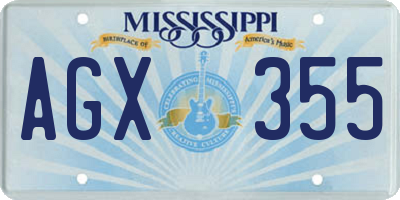 MS license plate AGX355