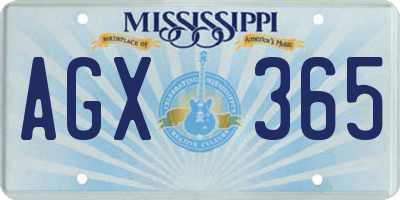 MS license plate AGX365