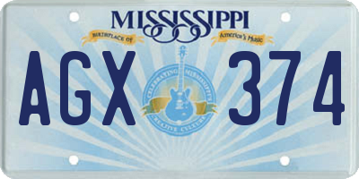 MS license plate AGX374