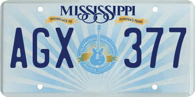 MS license plate AGX377