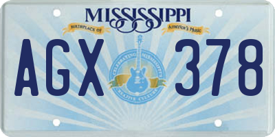 MS license plate AGX378