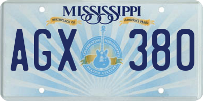 MS license plate AGX380