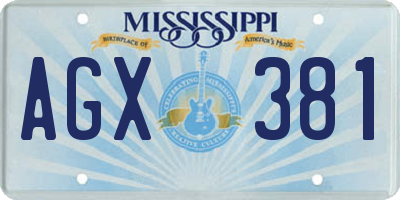 MS license plate AGX381