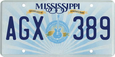 MS license plate AGX389