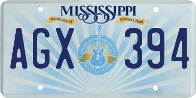 MS license plate AGX394