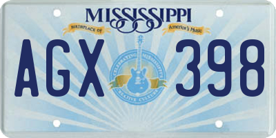 MS license plate AGX398