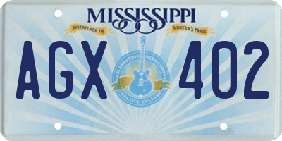 MS license plate AGX402