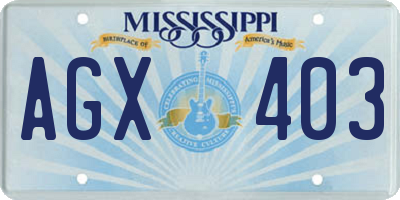 MS license plate AGX403