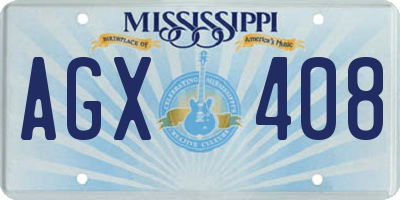 MS license plate AGX408