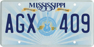 MS license plate AGX409