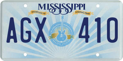 MS license plate AGX410