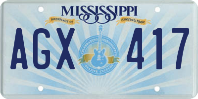 MS license plate AGX417