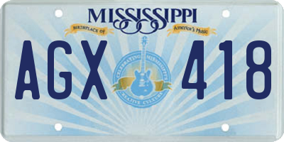 MS license plate AGX418