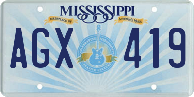 MS license plate AGX419