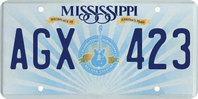 MS license plate AGX423