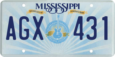 MS license plate AGX431