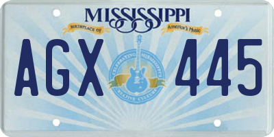 MS license plate AGX445