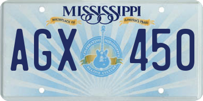 MS license plate AGX450