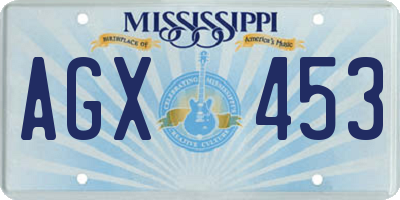 MS license plate AGX453