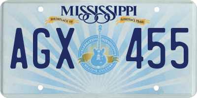 MS license plate AGX455