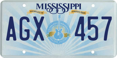 MS license plate AGX457