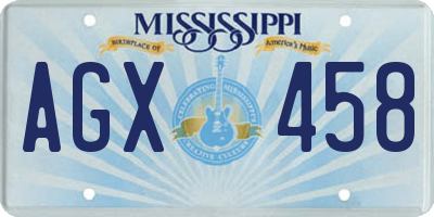MS license plate AGX458