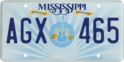MS license plate AGX465
