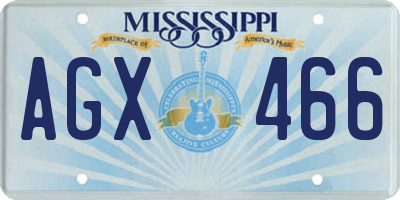 MS license plate AGX466
