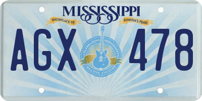 MS license plate AGX478