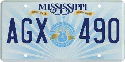 MS license plate AGX490