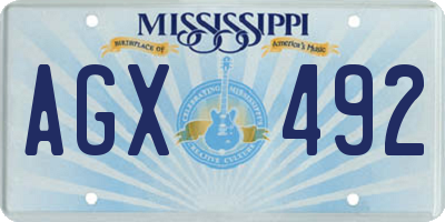 MS license plate AGX492