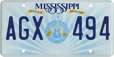MS license plate AGX494