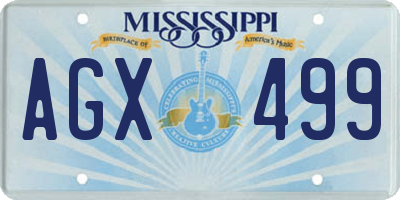 MS license plate AGX499