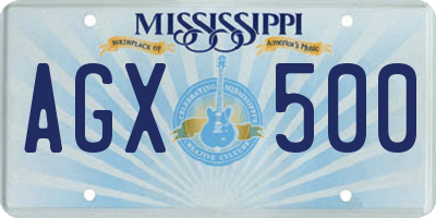 MS license plate AGX500