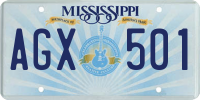 MS license plate AGX501