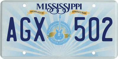 MS license plate AGX502