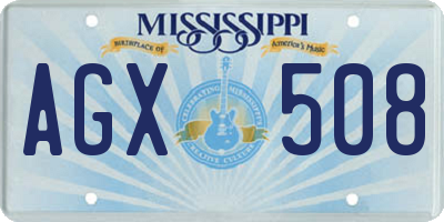 MS license plate AGX508