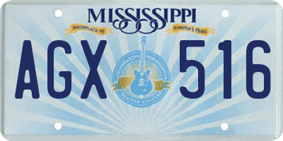 MS license plate AGX516