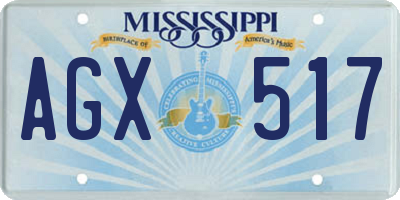 MS license plate AGX517