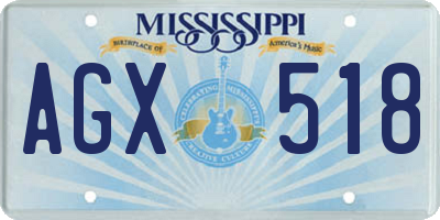 MS license plate AGX518