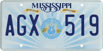 MS license plate AGX519