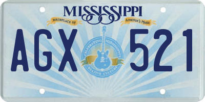 MS license plate AGX521