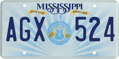 MS license plate AGX524