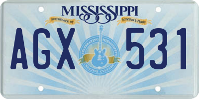 MS license plate AGX531