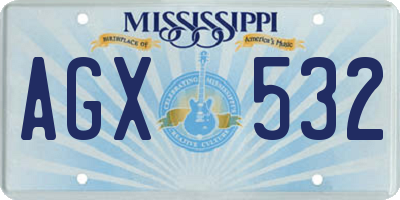 MS license plate AGX532