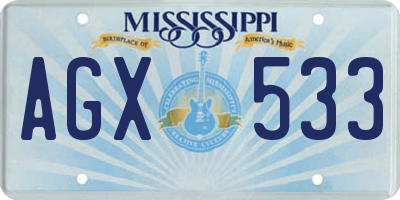 MS license plate AGX533
