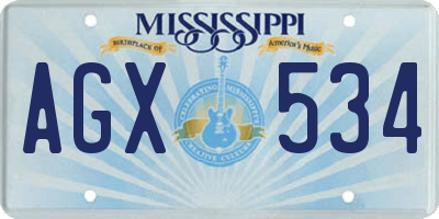 MS license plate AGX534