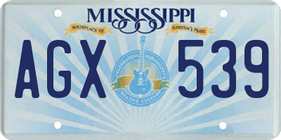 MS license plate AGX539
