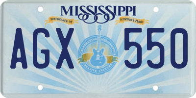 MS license plate AGX550