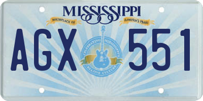 MS license plate AGX551